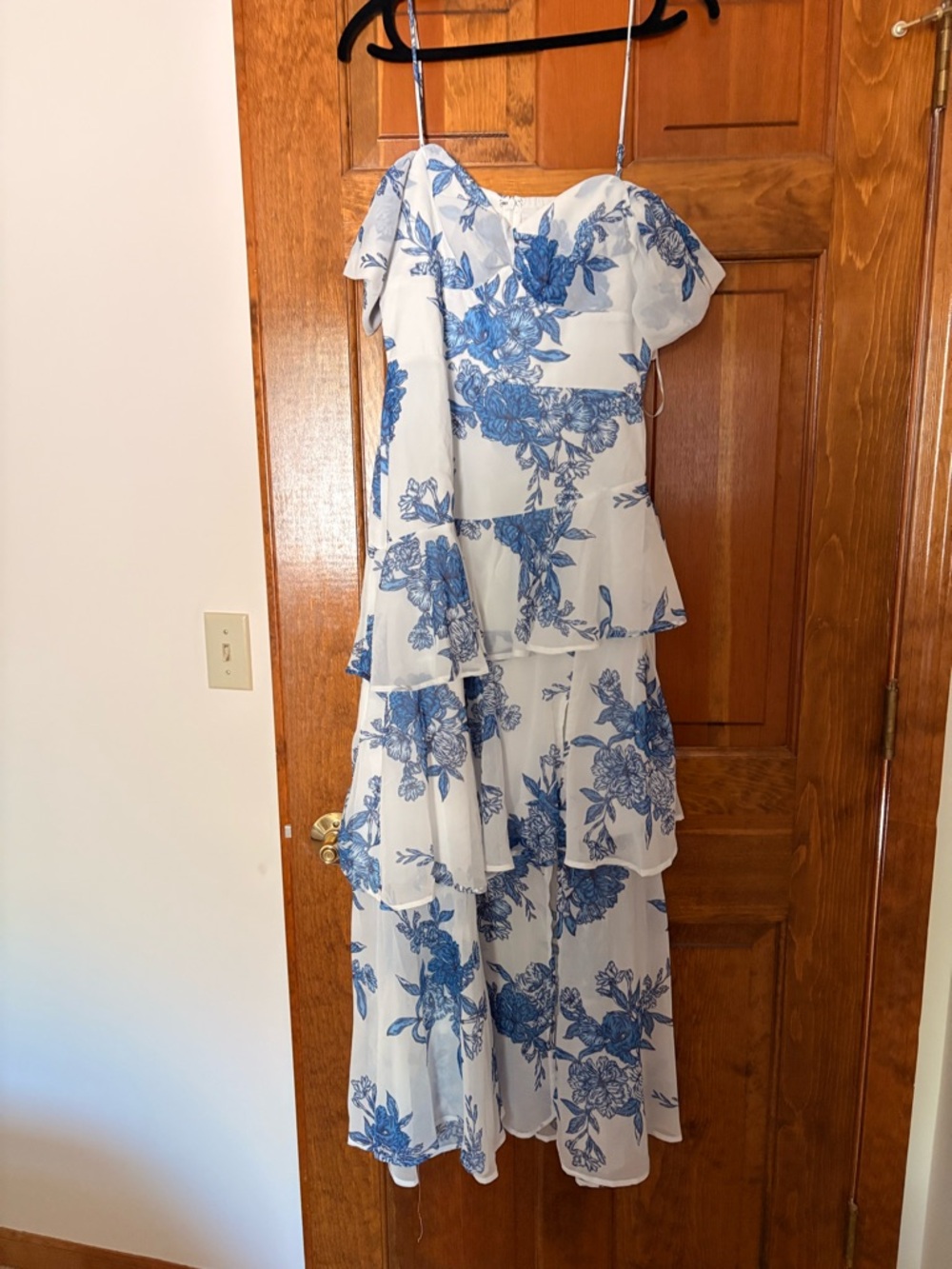 Blue Floral Tiered Maxi Dress - Unknown Brand